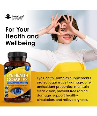 Lutein and Zeaxanthin Supplement for Eye Health with Vitamin A, B2 & Zinc - Made in the UK by New Leaf - Buy Online on GoSupps.com