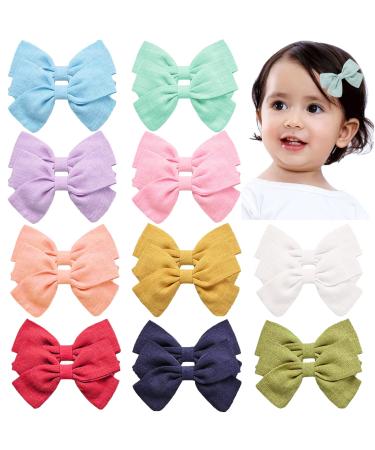 20 PCS Baby Girls Linen Hair Bows Alligator Clips Non-Slip Hair Clips Accessories for Kids