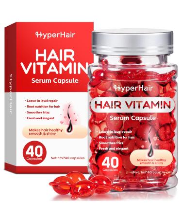 Anti-Frizz Vitamin Serum for Shiny Moisturized Hair - Leave-in Treatment with Avocado Argan Oil Vitamins A C E & B5 (40 Capsules)