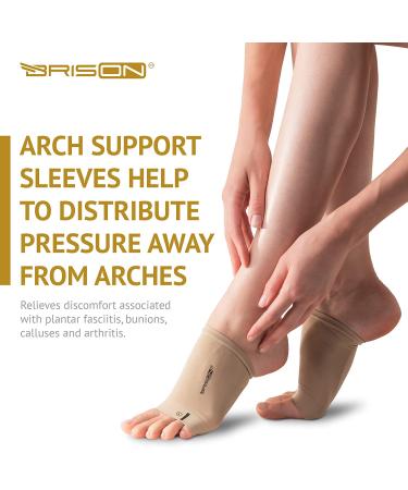 Arch Support Sleeves - Plantar Fasciitis Relief Brace - Foot Arch Supports for Flat Feet - 1 Pair Beige - Buy Online on GoSupps.com
