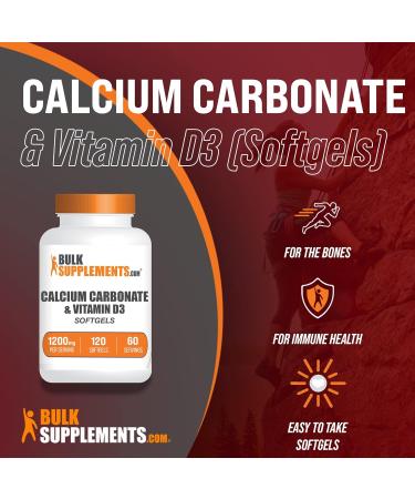 BulkSupplements Calcium Carbonate with Vitamin D3 Softgels - 120 Count - Buy Online on GoSupps.com