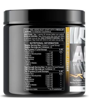 AC8 Pre Workout Powder - Preworkout Supplement for Men and Women with Creatine and Caffeine - 360g (Tropical Blast) - Buy Online on GoSupps.com