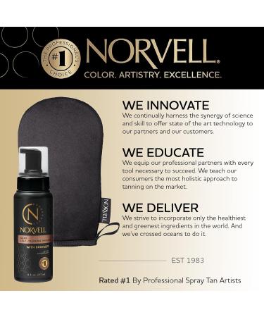 Norvell Sunless Dark Self Tanner Mousse with Mitt 8 Fl Oz + Streak Free Tanning Applicator Mitt - Instant Natural Looking Bronzing Glow Dark Mousse 8 Fl Oz + Mitt - Buy Online on GoSupps.com