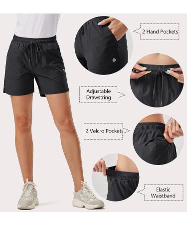 G Gradual Women's Black 5 Hiking Cargo Shorts - Quick Dry Athletic Shorts with Pockets for Golf, Workout & Walking - Size Large - Buy Online on GoSupps.com