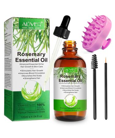 Rosemary oil for hair growth 120ml - Premium rosemary essential oil for thinner dry hair that has grown up in a thinner damaged hair loss women men with silicone scalp massager - Buy Online on GoSupps.com