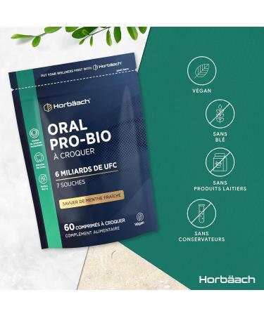 Biotique Oraux pour la Bouche | 60 Comprim s V gan Croquer | Saveur Menthe | Compl ment Alimentaire Mauvaisse Haleine | 6 milliards d'UFC | Oral Biotic Supplement | par Horbaach - Buy Online on GoSupps.com
