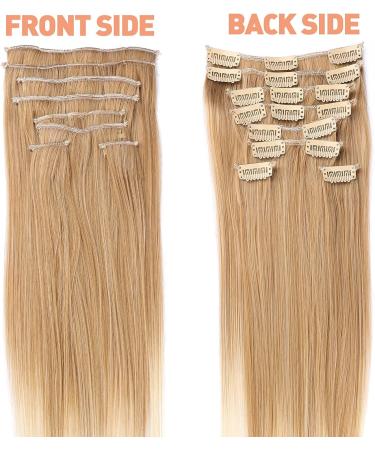 Balayage Mixed Blonde Color Clips In Human Blend Hair Extension Hair Piece Hair Pad Natural Straight 8 Pieces 140 Gram Hand Made Double Drawn Women Hair Extension Balayage Mixed Blonde 24 - Buy Online on GoSupps.com