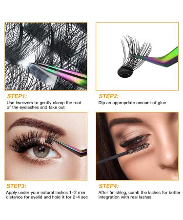 Lash Clusters DIY Eyelash Extensions 72 Clusters | C D Curl B&Q LASH Mega Volume Wispy Individual Lashes | DIY at Home | NM-D-8-16MIX - Buy Online on GoSupps.com