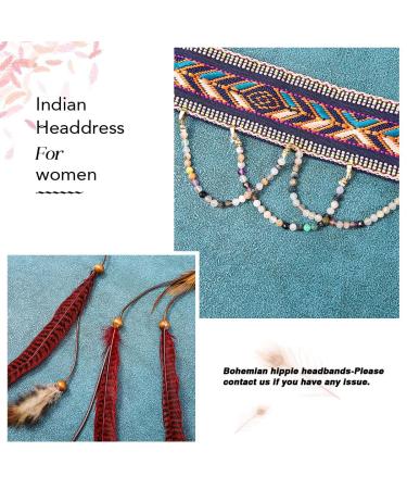 CAKURE Feather Headband Sequin Gypsy Indian Boho Hair Chain for Women and Girls (Type B) - Buy Online on GoSupps.com