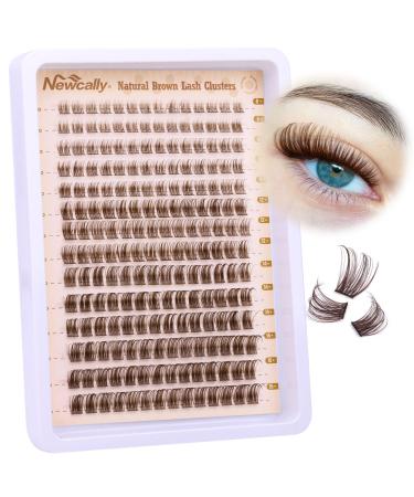 Brown Lash Clusters Natural Look Eyelash Clusters Wispy Eyelash Extension C Curl Brown Eyelashes Cluster Individual Lashes DIY Lash Extension at Home by Newcally Cluster-B