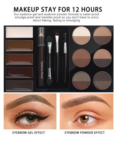 Eye Makeup Contour Kit & Eyebrow Stamp Set - 12 Powders 4 Stencils Waterproof International Shipping - Buy Online on GoSupps.com