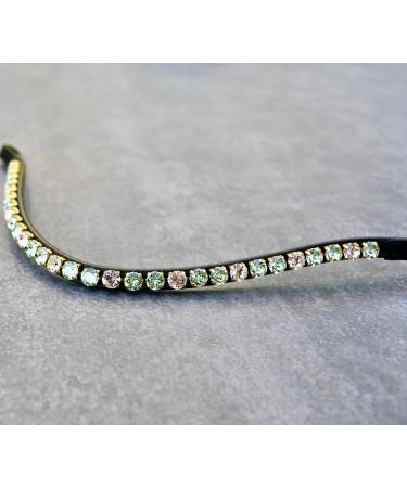 Happy Horses Curved Straps - Light Green & Apricot 'Weide' with Green Glitter Stones | WB XL Leather Brown - International Shipping - Buy Online on GoSupps.com