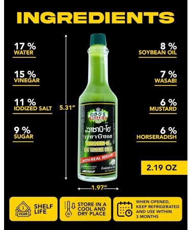 WASABI-O Premium Wasabi Sauce With Real Wasabi - Wasabi Hot Sauce For Sushi Roast Beef Roasted Veggies & More Vegan Barbecue Vegetarian Gluten-Free 2.2oz - Buy Online on GoSupps.com