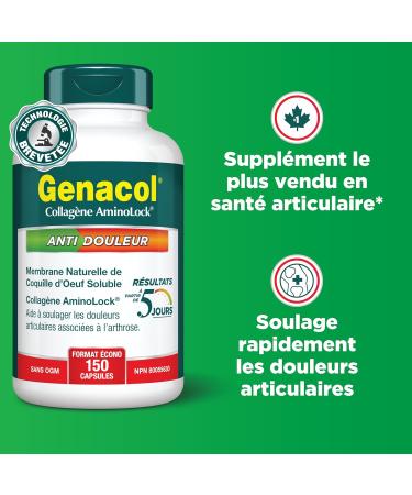 Genacol Collagen & Natural Eggshell Membrane Supplement | Achieve Rapid Joint Relief in Just 5 Days | Eases Inflammation and Stiffness in Shoulders Ankles and Wrists | GENACOL PAIN RELIEF 150 Capsules 150 count (Pack of 1) - Buy Online on GoSupps.com