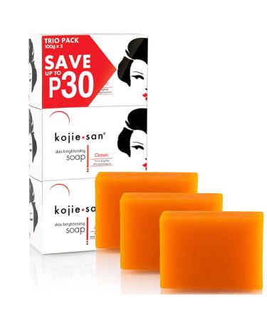 Kojie San Skin Brightening Soap - Original Kojic Acid Soap for Face & Body - Cosmetic Soap for Beautifully Fresh Skin (3 X 100g Bars)