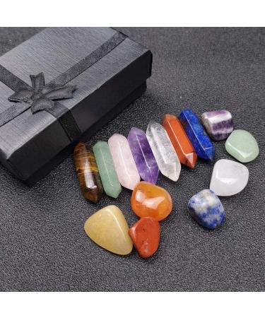 Crystal TOME Set of 14 Pcs Chakra Crystal Point Wands 1.3" Energy Crystal Stones Kit Polished Tumbled Stones Decor-Lapis Lazuli/Amethyst/Clear Quartz/Rose Quartz/Sodalite/Green Aventurine/Red Agate Healing Crystals Set (7+7Pcs) - Buy Online on GoSupps.com