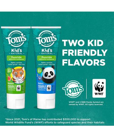 Tom's of Maine Kids Blueberry Fluoride Toothpaste 3-Pack - Natural, Dye-Free, ADA Approved | 5.1 oz for Children 2+ years - Buy Online on GoSupps.com