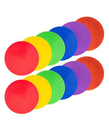 Aryjmz Spot Markers 12 Pcs 9 Inch 10 Inch Non Slip Rubber Floor Markers Flat Field Cones Poly Dots for Soccer Basketball Sports Speed Agility Training and Drills 9Inch