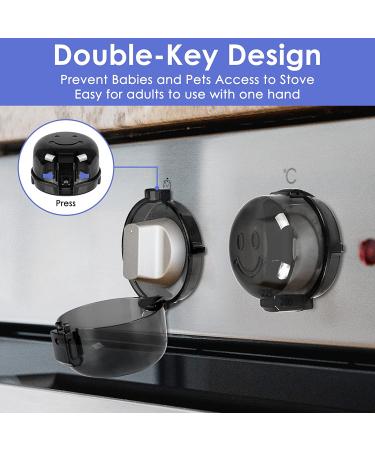 Child Safety Stove Knob Covers (5+1 Pack) - Large Universal Size, Double-Key Design - Gas Oven Knob Covers for Babies & Pets - Black - Buy Online on GoSupps.com