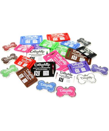 DogTap Solid Digital Dog Tag - NFC Chip & QR Code Waterproof PVC & Metal Robust Purple Bone 41.6x28.5x4.6mm - International Shipping - Buy Online on GoSupps.com