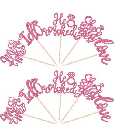 Rsstarxi 30 Pack He Asked She Said Yes Cupcake Toppers Glitter I Do Love Miss to Mrs Wedding Cupcake Picks Decorations for Bridal Shower Wedding Engagement Party Cake Decorations Pink I do Pink - Buy Online on GoSupps.com