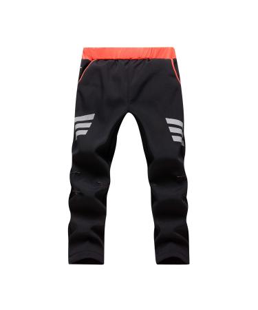CATERTO Kids Boys Girls Waterproof Outdoor Hiking Pants Warm Fleece Lined Black Large