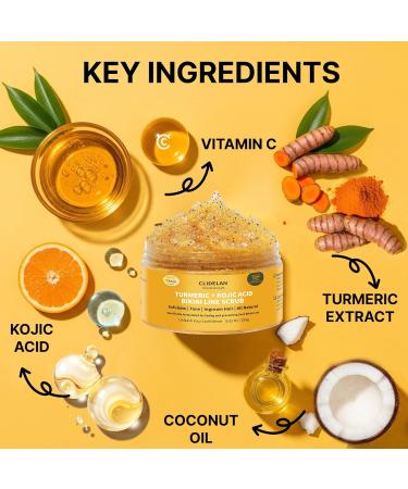 Exfoliating Body Scrub Bikini Area Exfoliator Ingrown Hair Treatment Razor Bumps Treatment for Women Kojic Acid Turmeric &AHA/BHA Smooth Brighten& Even Skin Tone for Bikini Underarm &Inner Thighs - Buy Online on GoSupps.com