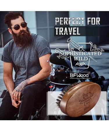 BFWood Boar Bristle Beard Brush - Premium Black Walnut Military Style - Buy Online on GoSupps.com
