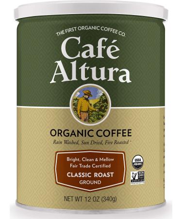 Cafe Altura Ground Organic Coffee, Fair Trade Classic Roast, 12 Ounce (Pack of 3)