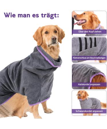 Microfiber Dogs Bathrobe | Absorbent Dog Towel Coat with Velcro | Perfect for Large & Small Dogs - Buy Online on GoSupps.com