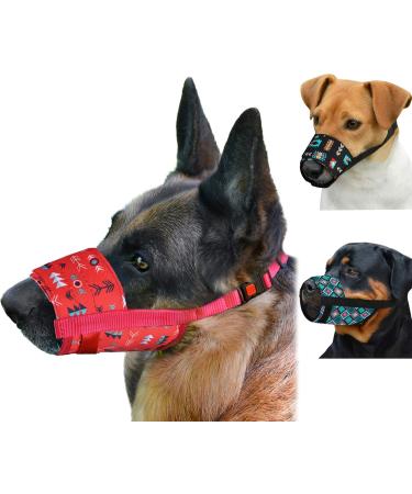 Collardirect Adjustable Dog Muzzle - Soft Breathable Nylon for Small Medium Large Dogs | Anti-Chewing Barking Biting | 3 Tribal Patterns - Pattern 1 M/L  - Buy Online on GoSupps.com