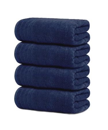 Tens Towels Large Bath Towels, 100% Cotton Towels, 30 x 60 Inches, Extra Large Bath Towels, Lighter Weight & Super Absorbent, Quick Dry, Perfect Bathroom Towels for Daily Use 4PK BATH TOWELS SET Navy
