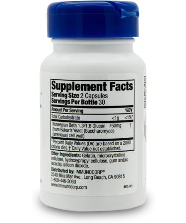 IMMUTOL 750mg Norwegian Beta Glucan Daily Supplement for Immune Support - 60 Capsules - Buy Online on GoSupps.com