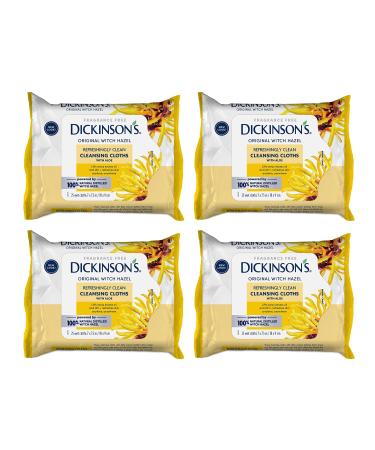 Dickinson's Original Witch Hazel Refreshingly Clean Cleansing Cloths with Aloe, 4 Pack, 25 Cloths per Pack 25 Count (Pack of 4)