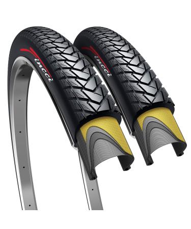 Fincci Pair 700x35c Tire 37-622 Foldable 60 TPI City Commuter Tires with Nylon Protection for Cycle Road Mountain MTB Hybrid Touring Electric Bike Bicycle - Pack of 2X 700 x 35c Tires Black