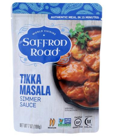 Saffron Road Tikka Masala Simmer Sauce, 7oz - Non-GMO, Gluten Free, Halal, Kosher