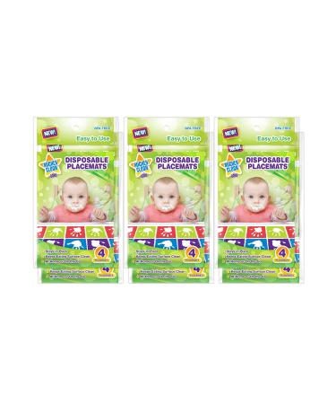 Mighty Clean Baby Disposable Placemat - Super Sticky Toddler and Infant Mat for Feeding on The Go 24 Count Value Pack (6 Packages of 4 placemats Each) 4 Count (Pack of 6)