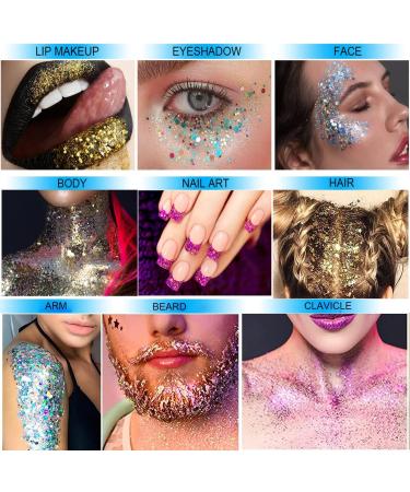  GL-Turelifes GL-Turelifes Blue Glitter Body Gel Face Makeup Sparkling Glitter Thick Hair Singer Concert Festival Rave Accessory Mermaid Sequin (#10 Ice Blue) - Buy Online on GoSupps.com