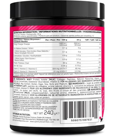  Optimum Nutrition Optimum Nutrition Clear Whey + Collagen Apple & Raspberry 10g Whey Isolate and 10g Collagen Peptides per Serving Drink - Buy Online on GoSupps.com