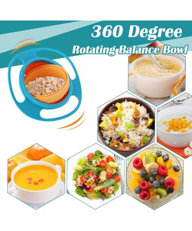 Baby Gyroscopic Bowl | Anti-Spill Toddler Feeding Bowl with Handle | Blue - Buy Online on GoSupps.com