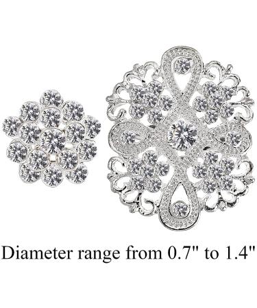 Hiceeden Lot of 24 Clear Crystal Silver Rhinestone Brooches - Bridal Wedding Bouquet Kit & DIY Decoration Gift - Buy Online on GoSupps.com