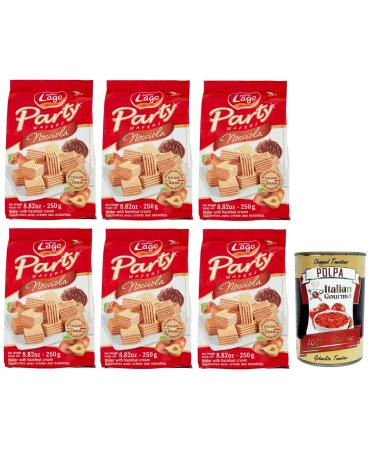 Italian Gourmet E.R. Gastone Lago Party Wafers Nocciola Set of 6 waffles with hazelnut cream 250 g + Gourmet Italian Pomodoro Pulp 400 g