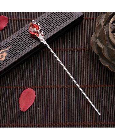 Vintage Gold Metal Chinese Hair Sticks Set with Crystal Accents - 2 Pieces | Hanfu Hair Accessory | Red Chinese Hair Pins - Buy Online on GoSupps.com