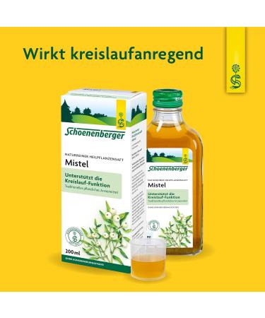 Schoenenberger Mistle Medicinal Plant Juice - 3x200ml Glass Bottles | Supports Circulatory Function | International Shipping Available - Buy Online on GoSupps.com