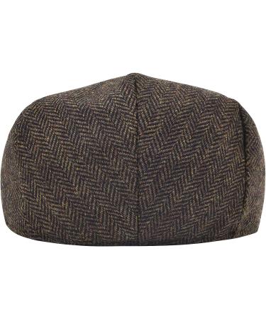 STARANCE Men's Wool Blend Newsboy Ivy Hat Tweed Flat Cap Herringbone Coffee 7 1/4 - Buy Online on GoSupps.com