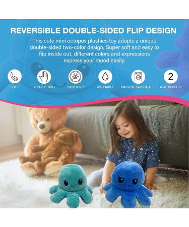 XEANCO Octopus Plushie - Double-Sided Flip Reversible Soft Stuffed Toy for Kids and Friends in Sea Green Blue | Perfect for Playing & Expressing Mood - Buy Online on GoSupps.com