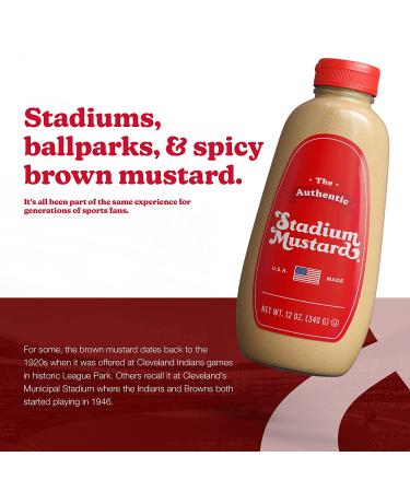 Authentic Stadium Mustard: Classic Spicy Brown Condiment from Cleveland. Perfect for Tailgate Parties. Gluten-Free, Sugar-Free, Kosher, Fat-Free. 12oz (Pack of 6) - Buy Online on GoSupps.com