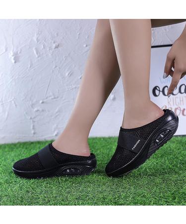 Women's Air Cushion Slip-On Walking Shoes | Orthopedic Diabetic Mesh Clogs & Mule Slippers - Black Size 6.5 - Buy Online on GoSupps.com