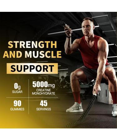 Buy Sugar-Free Creatine Monohydrate Gummies - 5g Chewable Supplement for Men & Women - 180 Count (2-Pack) - Lemon Flavor - Buy Online on GoSupps.com