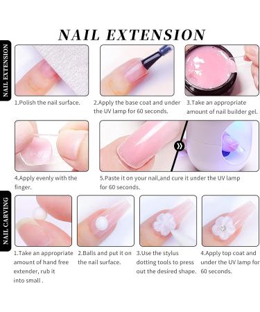 4in1 Nail Extension Builder Gel Poly Nail Gel Nails Clear Builder Gel for Nails Non-stick Hand Building Nail Gel (4Colors) - Buy Online on GoSupps.com